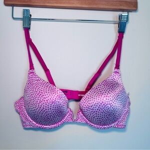Lily of France Pink and White Underwire Bra with Shimmer